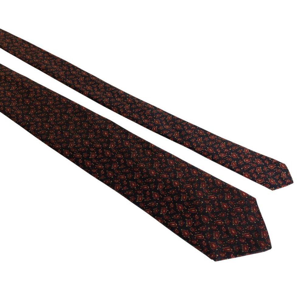 JCPenney Mens Shop Tie Black Red Paisley Mens Necktie Office Work Formal Gift